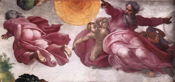 Creation of the Sun, Moon, and Plants, Michelangelo Buonarroti